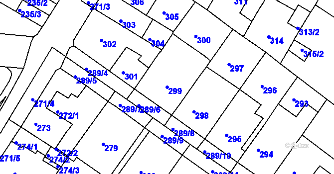 Parcela st. 299 v KÚ Bílina, Katastrální mapa