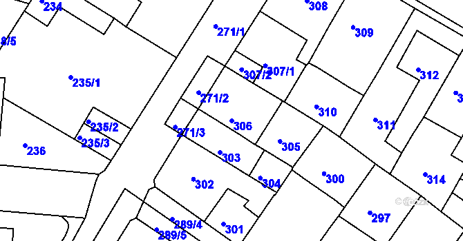 Parcela st. 306 v KÚ Bílina, Katastrální mapa