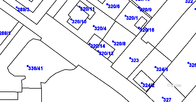 Parcela st. 320/12 v KÚ Bílina, Katastrální mapa