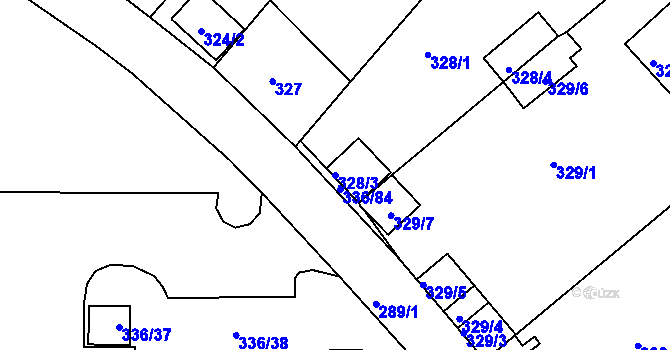 Parcela st. 328/3 v KÚ Bílina, Katastrální mapa