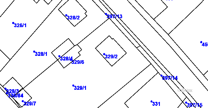 Parcela st. 329/2 v KÚ Bílina, Katastrální mapa