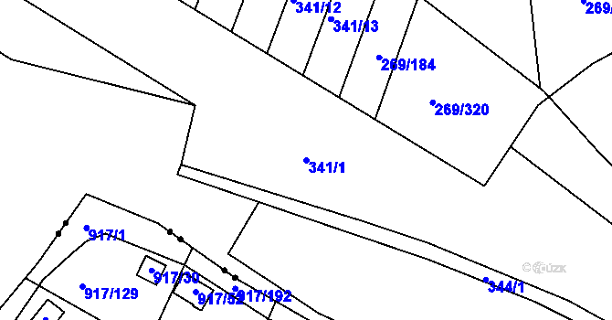 Parcela st. 341/1 v KÚ Bílina, Katastrální mapa