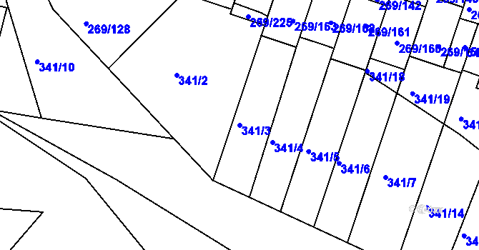 Parcela st. 341/3 v KÚ Bílina, Katastrální mapa