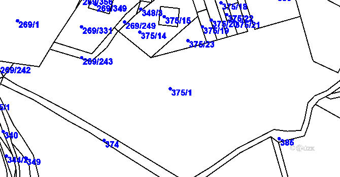Parcela st. 375/1 v KÚ Bílina, Katastrální mapa