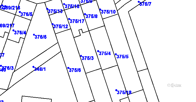 Parcela st. 375/4 v KÚ Bílina, Katastrální mapa