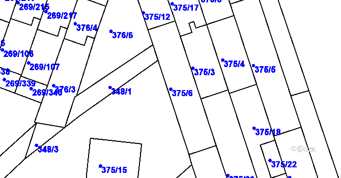 Parcela st. 375/6 v KÚ Bílina, Katastrální mapa