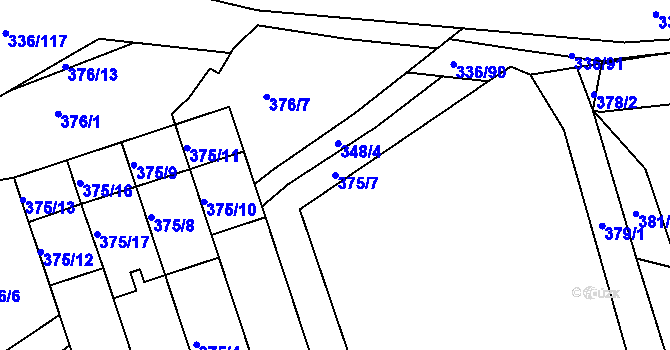 Parcela st. 375/7 v KÚ Bílina, Katastrální mapa