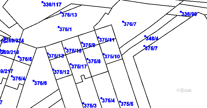 Parcela st. 375/10 v KÚ Bílina, Katastrální mapa