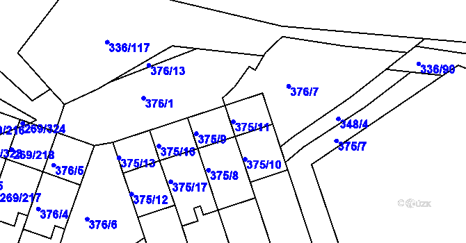 Parcela st. 375/11 v KÚ Bílina, Katastrální mapa