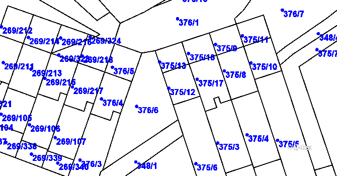 Parcela st. 375/12 v KÚ Bílina, Katastrální mapa