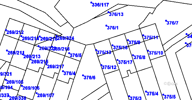 Parcela st. 375/13 v KÚ Bílina, Katastrální mapa