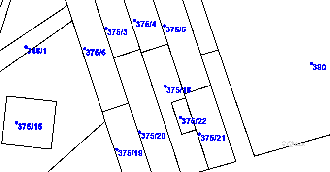 Parcela st. 375/18 v KÚ Bílina, Katastrální mapa