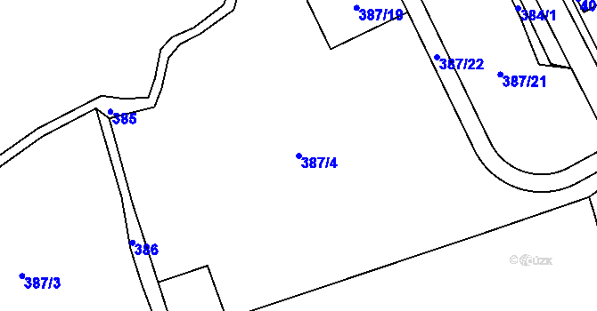 Parcela st. 387/4 v KÚ Bílina, Katastrální mapa