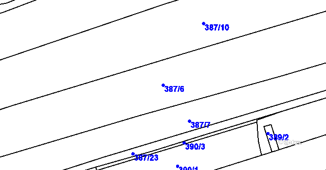 Parcela st. 387/6 v KÚ Bílina, Katastrální mapa