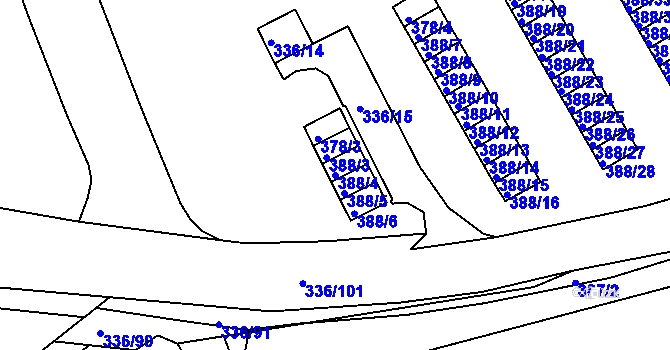 Parcela st. 388/4 v KÚ Bílina, Katastrální mapa