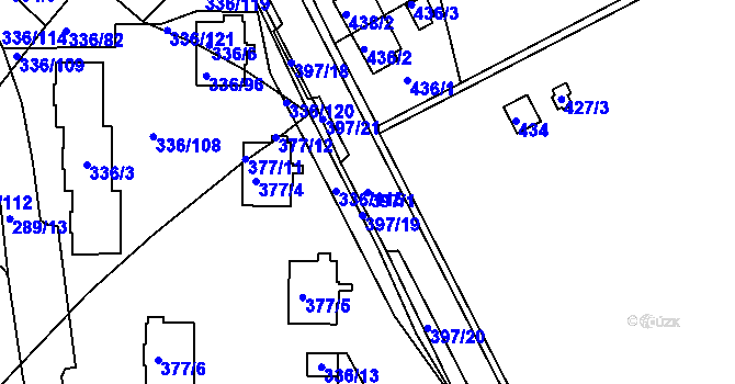 Parcela st. 397/1 v KÚ Bílina, Katastrální mapa