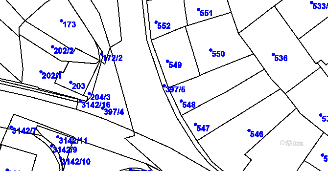 Parcela st. 397/5 v KÚ Bílina, Katastrální mapa