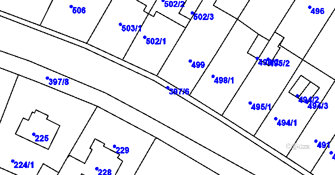 Parcela st. 397/6 v KÚ Bílina, Katastrální mapa