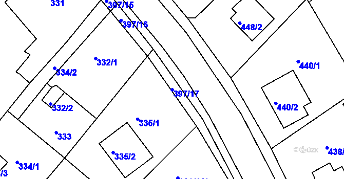Parcela st. 397/17 v KÚ Bílina, Katastrální mapa