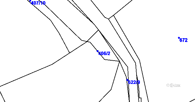 Parcela st. 406/2 v KÚ Bílina, Katastrální mapa