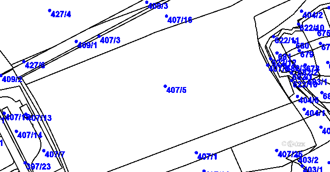 Parcela st. 407/5 v KÚ Bílina, Katastrální mapa