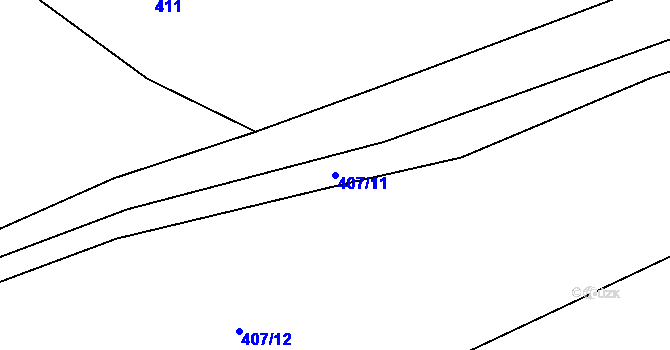 Parcela st. 407/11 v KÚ Bílina, Katastrální mapa
