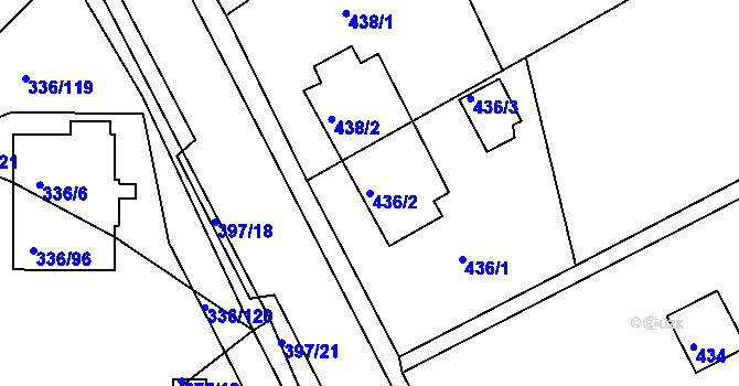 Parcela st. 436/2 v KÚ Bílina, Katastrální mapa