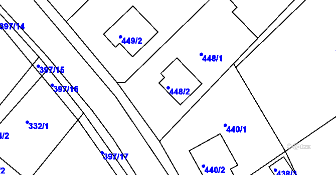 Parcela st. 448/2 v KÚ Bílina, Katastrální mapa
