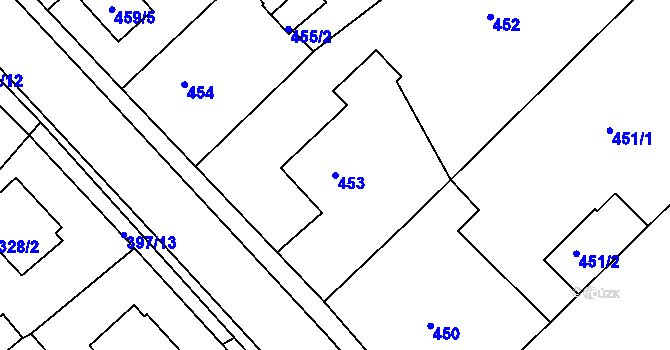 Parcela st. 453 v KÚ Bílina, Katastrální mapa