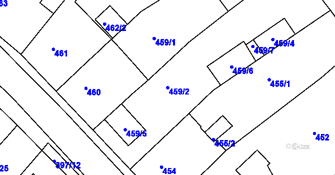 Parcela st. 459/2 v KÚ Bílina, Katastrální mapa