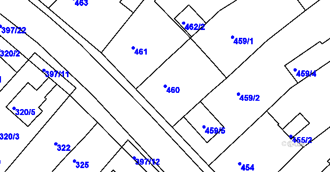 Parcela st. 460 v KÚ Bílina, Katastrální mapa