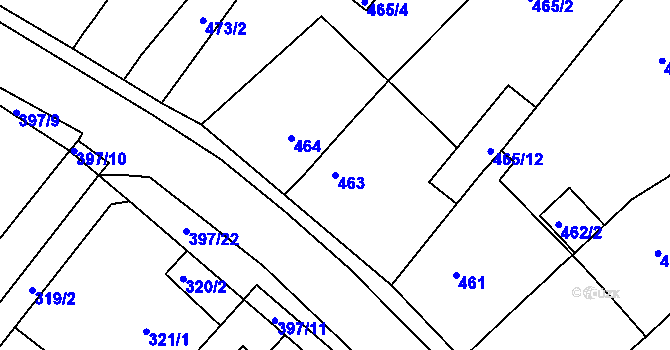 Parcela st. 463 v KÚ Bílina, Katastrální mapa
