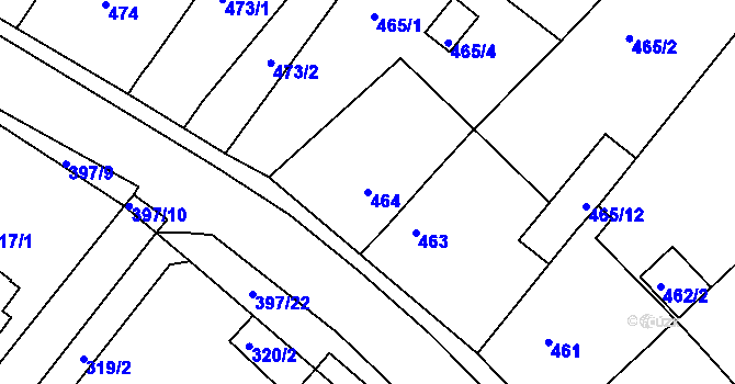 Parcela st. 464 v KÚ Bílina, Katastrální mapa