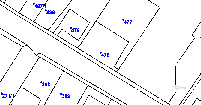 Parcela st. 478 v KÚ Bílina, Katastrální mapa