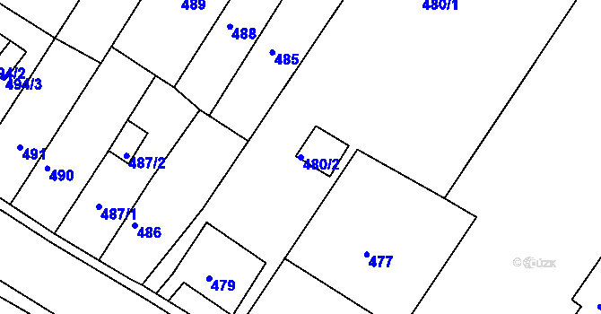 Parcela st. 480/2 v KÚ Bílina, Katastrální mapa