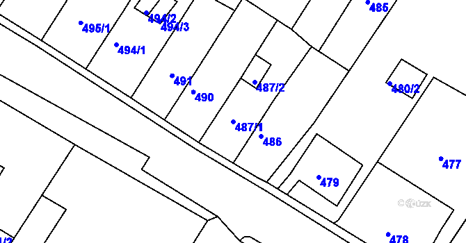 Parcela st. 487/1 v KÚ Bílina, Katastrální mapa