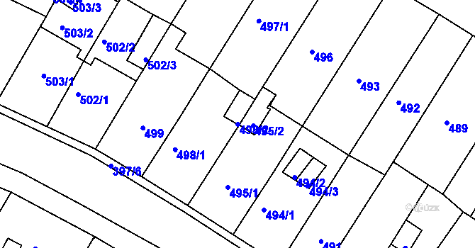 Parcela st. 498/2 v KÚ Bílina, Katastrální mapa