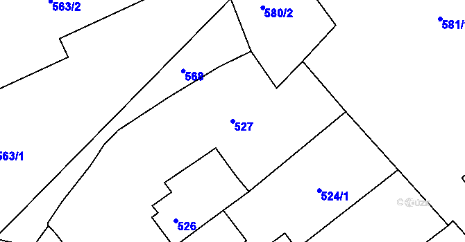 Parcela st. 527 v KÚ Bílina, Katastrální mapa
