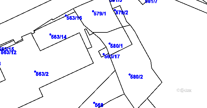 Parcela st. 563/17 v KÚ Bílina, Katastrální mapa