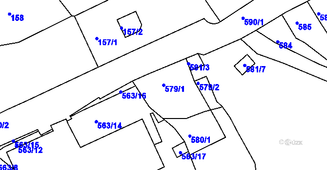Parcela st. 579/1 v KÚ Bílina, Katastrální mapa