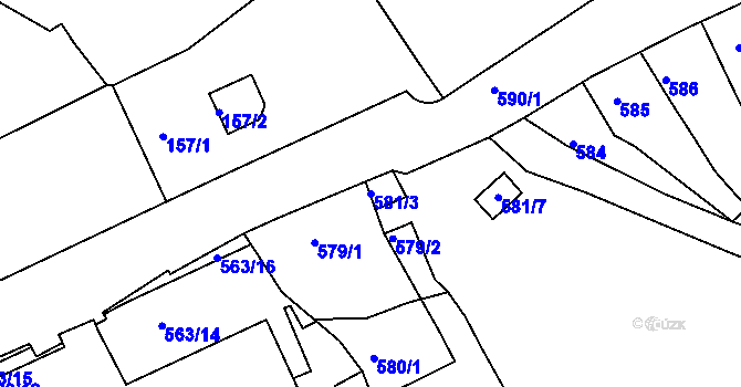 Parcela st. 581/3 v KÚ Bílina, Katastrální mapa