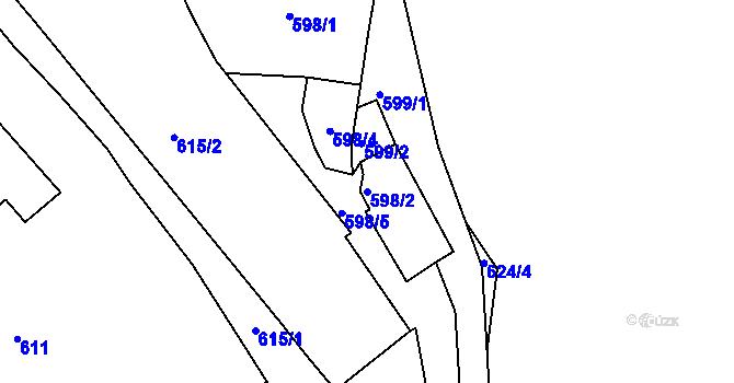 Parcela st. 598/2 v KÚ Bílina, Katastrální mapa