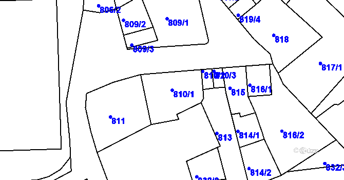 Parcela st. 810/1 v KÚ Bílina, Katastrální mapa
