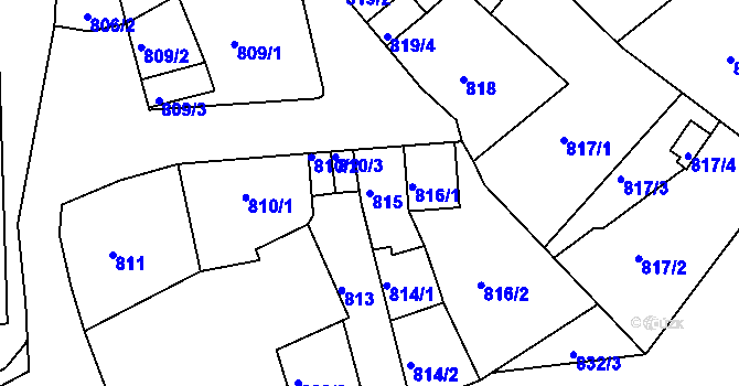 Parcela st. 815 v KÚ Bílina, Katastrální mapa