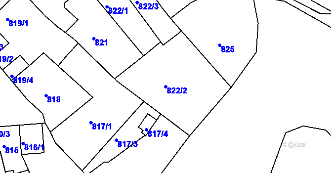 Parcela st. 822/2 v KÚ Bílina, Katastrální mapa