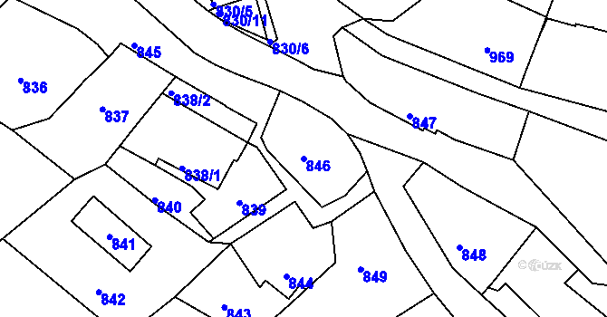 Parcela st. 846 v KÚ Bílina, Katastrální mapa