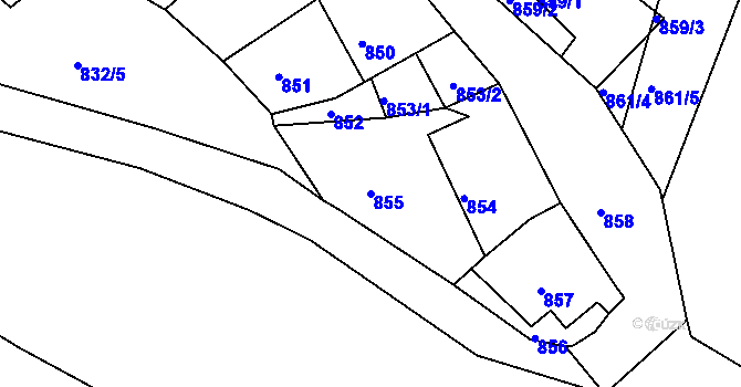 Parcela st. 855 v KÚ Bílina, Katastrální mapa