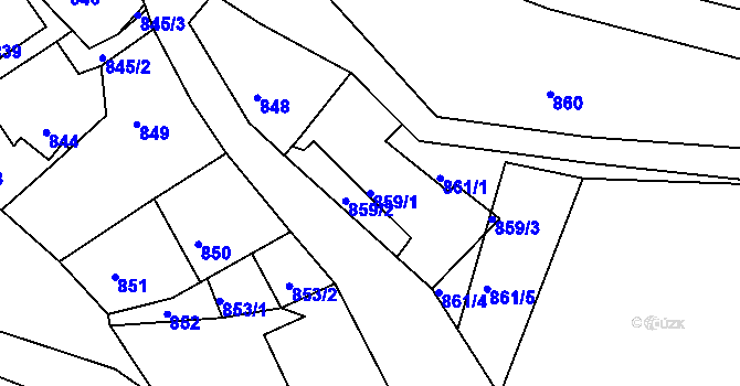 Parcela st. 859/1 v KÚ Bílina, Katastrální mapa
