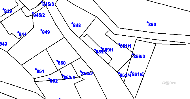 Parcela st. 859/2 v KÚ Bílina, Katastrální mapa
