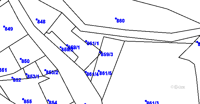 Parcela st. 859/3 v KÚ Bílina, Katastrální mapa